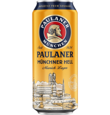 Пиво светлое PAULANER Munchner hell фильтрованное пастеризованное, 4,9%, ж/б, 0.5л, Германия, 0.5 L