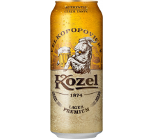 Пиво светлое VELKOPOPOVICKY KOZEL Premium lager фильтрованное пастеризованное, 4,6%, ж/б, 0.5л, Чехия, 0.5 L