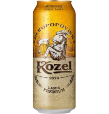 Пиво светлое VELKOPOPOVICKY KOZEL Premium lager фильтрованное пастеризованное, 4,6%, ж/б, 0.5л, Чехия, 0.5 L