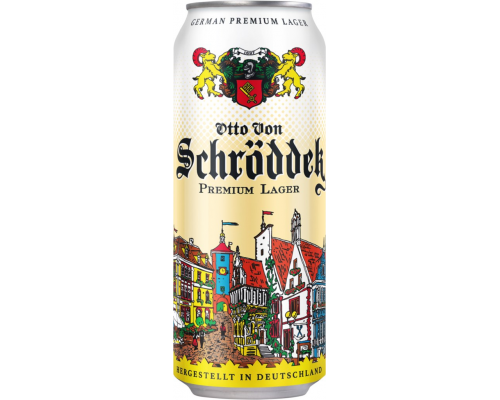 Пиво светлое OTTO VON SCHRODDER Premium lager фильтрованное пастеризованное, 4,9%, ж/б, 0.5л, Германия, 0.5 L