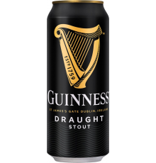 Пиво темное GUINNESS Draught stout фильтрованное пастеризованное с капсулой азотной смеси, 4,2%, ж/б, 0.44л, Ирландия, 0.44 L