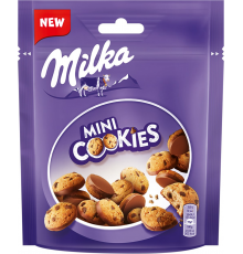 Печенье MILKA Mini Cookies с кусочками шоколада частично покрытое молочным шоколадом, 100г, Испания, 100 г