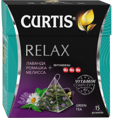 Чай зеленый CURTIS Relax ароматизированный, 15пир, Россия, 15 пир