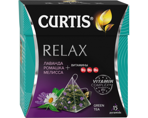 Чай зеленый CURTIS Relax ароматизированный, 15пир, Россия, 15 пир