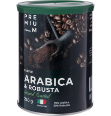 Кофе молотый ЛЕНТА PREMIUM Arabica&Robusta жареный натуральный, ж/б, 250г, Италия, 250 г