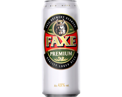 Пиво светлое FAXE Premium фильтрованное пастеризованное, 4,9%, ж/б, 0.45л, Россия, 0.45 L