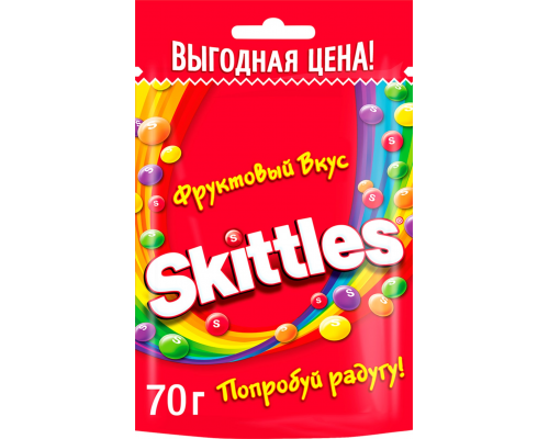 Драже SKITTLES Фрукты, 70г, Россия, 70 г