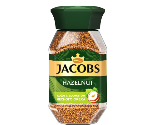 Кофе растворимый JACOBS Hazelnut натуральный сублимированный с ароматом
лесного ореха, ст/б, 95г, Россия