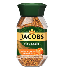 Кофе растворимый JACOBS Caramel натуральный сублимированный с ароматом карамели, ст/б, 95г, Россия, 95 г