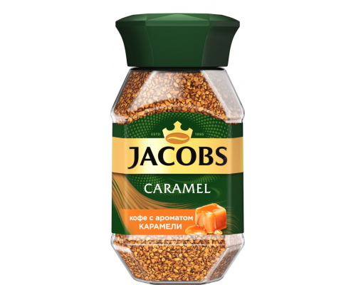 Кофе растворимый JACOBS Caramel натуральный сублимированный с ароматом карамели, ст/б, 95г, Россия, 95 г