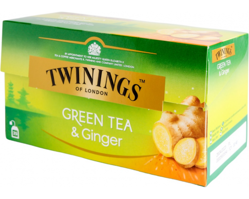 Чай зеленый TWININGS с имбирем, 25пак, Польша, 25 пак