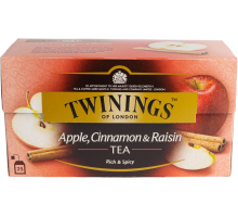 Чай черный TWININGS с ароматом и кусочками яблока, корицы и изюма байховый, 25пак, Польша, 25 пак