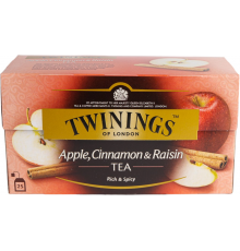 Чай черный TWININGS с ароматом и кусочками яблока, корицы и изюма байховый, 25пак, Польша, 25 пак