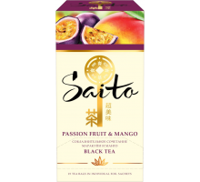 Чай черный SAITO Passion Fruit&Mango с ароматом маракуйи и кусочками манго, 25пак, Россия, 25 пак