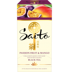 Чай черный SAITO Passion Fruit&Mango с ароматом маракуйи и кусочками манго, 25пак, Россия, 25 пак