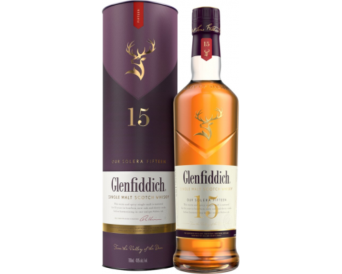 Виски GLENFIDDICH Шотландский односолодовый 15 лет 40%, туба, 0.7л, Великобритания, 0.7 L