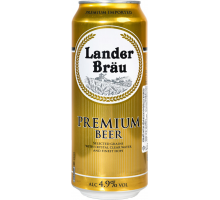 Пиво светлое LANDER BRAU фильтрованное пастеризованное, 4,9%, ж/б, 0.5л, Нидерланды, 0.5 L