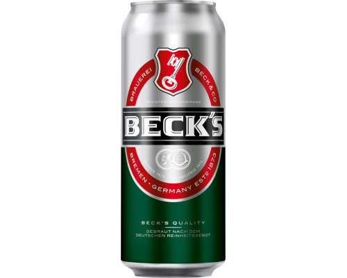 Пиво светлое BECK'S пастеризованное, 5%, ж/б, 0.5л, Германия, 0.5 L