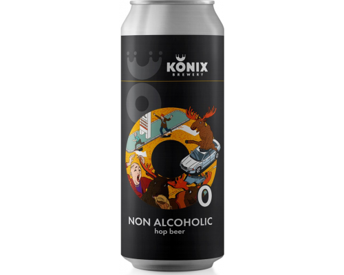 Пиво осветленное безалкогольное KONIX BREWERY Moose just Moose нефильтрованное пастеризованное, 0%, ж/б, 0.45л, Россия, 0.45 L