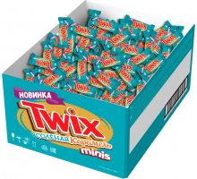 Печенье сахарное TWIX Minis Соленая карамель, покрытое молочным шоколадом, весовое, Россия