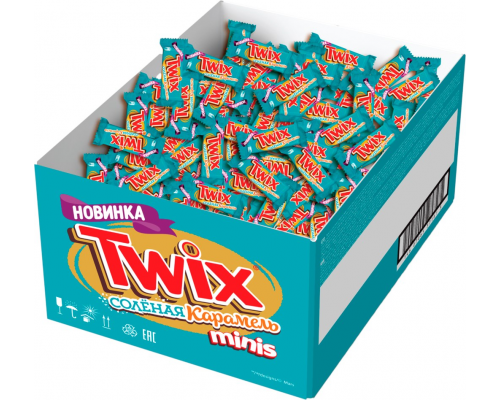 Печенье сахарное TWIX Minis Соленая карамель, покрытое молочным шоколадом, весовое, Россия