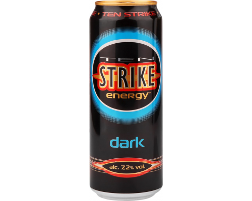 Напиток слабоалкогольный TEN STRIKE Dark, 7,2%, ж/б, 0.45л, Россия, 0.45 L