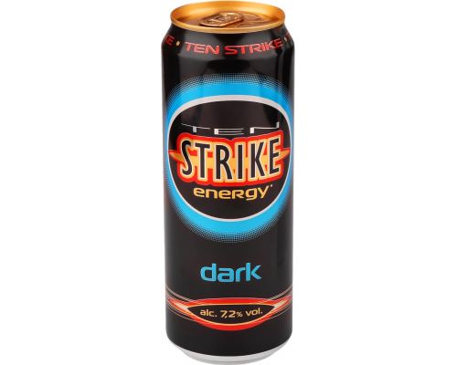 Напиток слабоалкогольный TEN STRIKE Dark, 7,2%, ж/б, 0.45л, Россия, 0.45 L