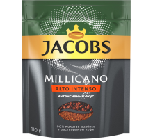 Кофе растворимый c добавлением молотого JACOBS Millicano Alto Intenso натуральный сублимированный, 110г, Россия, 110 г