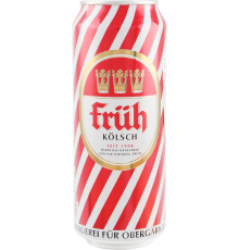 Пиво светлое FRUH Kolsch фильтрованное пастеризованное, 4,8%, ж/б, 0.5л, Германия, 0.5 L