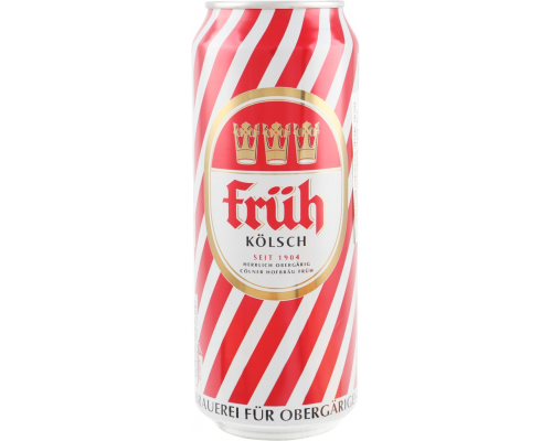 Пиво светлое FRUH Kolsch фильтрованное пастеризованное, 4,8%, ж/б, 0.5л, Германия, 0.5 L