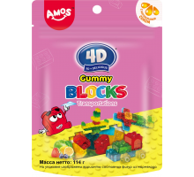 Мармелад жевательный AMOS 4D Gummy Blocks-Transportation, 114г, Китай, 114 г