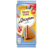 Шоколад молочный ALPEN GOLD Десерт Безе Павлова с клубничной начинкой с безе, 150г, Россия, 150 г