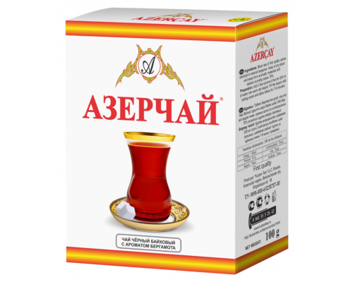 Чай черный AZERCAY с ароматом бергамота листовой, 100г, Россия, 100 г