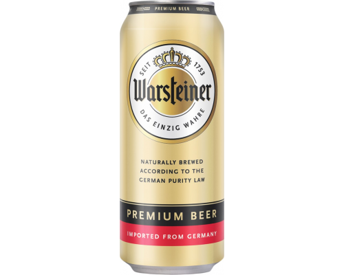 Пиво светлое WARSTEINER Premium beer фильтрованное пастеризованное, 4,8%, ж/б, 0.5л, Германия, 0.5 L