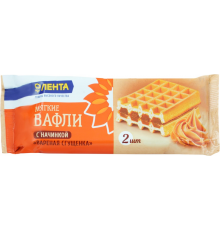 Вафли мягкие ЛЕНТА Гофры c начинкой со вкусом вареная сгущенка, 108г, Россия, 108 г