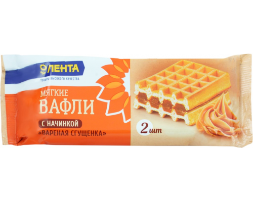 Вафли мягкие ЛЕНТА Гофры c начинкой со вкусом вареная сгущенка, 108г, Россия, 108 г