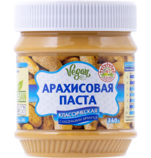 Паста арахисовая АЗБУКА ПРОДУКТОВ Классическая c кусочками арахиса, 340г, Индия, 340 г