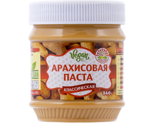 Паста арахисовая АЗБУКА ПРОДУКТОВ Классическая кремовая, 340г, Индия, 340 г