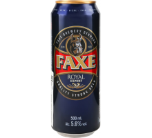 Пиво светлое FAXE Royal фильтрованное пастеризованное, 5,6%, ж/б, 0.5л, Дания, 0.5 L