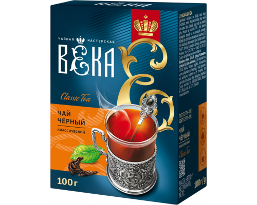 Чай черный ВЕКА Классический, крупнолистовой, 100г, Россия, 100 г