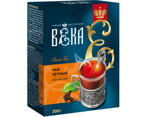 Чай черный ВЕКА Классический, листовой, 200г, Россия, 200 г