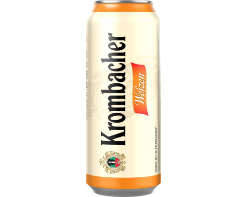 Пиво светлое KROMBACHER Weizen пшеничное нефильтрованное пастеризованное неосветленное 5,3%, 0.5л, Германия, 0.5 L