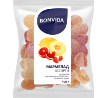 Мармелад желейно-формовой BONVIDA Ассорти со вкусом сицилийского апельсина, клубники, дыни, 500г, Россия, 500 г