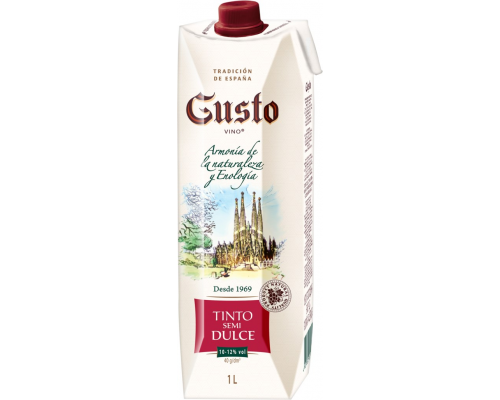 Вино GUSTO VINO красное полусладкое, 1л, Россия, 1 L