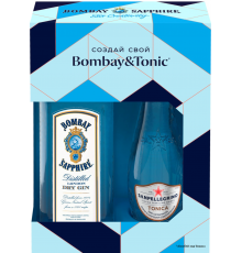 Джин BOMBAY Сапфир Драй 47%, 0.5л, п/у + Тоник SANPELLEGRINO, 0.2л, Великобритания, 0.5 L