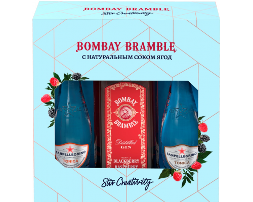 Коктейль BOMBAY Брамбл 37,5%, п/у, 0.7л + Тоник SANPELLEGRINO,2x0.2л, Великобритания, 0.7 L