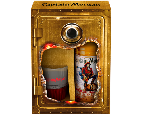 Напиток спиртной CAPTAIN MORGAN Original Spiced Gold на основе невыдержанного рома 35%, п/у + стакан, 0.7л, Великобритания, 0.7 L