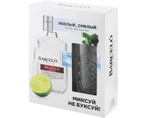 Ром BARCELO Blanco 40%, п/y + стакан, 0.7л, Доминик. респ., 0.7 L