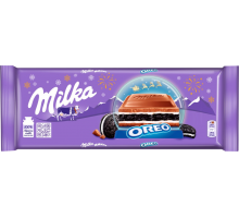 Шоколад молочный MILKA Oreo с ванильной начинкой и печеньем, 300г, Австрия, 300 г