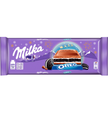 Шоколад молочный MILKA Oreo с ванильной начинкой и печеньем, 300г, Австрия, 300 г